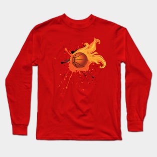 Fire Basketball Ball Long Sleeve T-Shirt